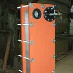 Plate and Frame heat exchanger with titanium plates for salt water ground source.